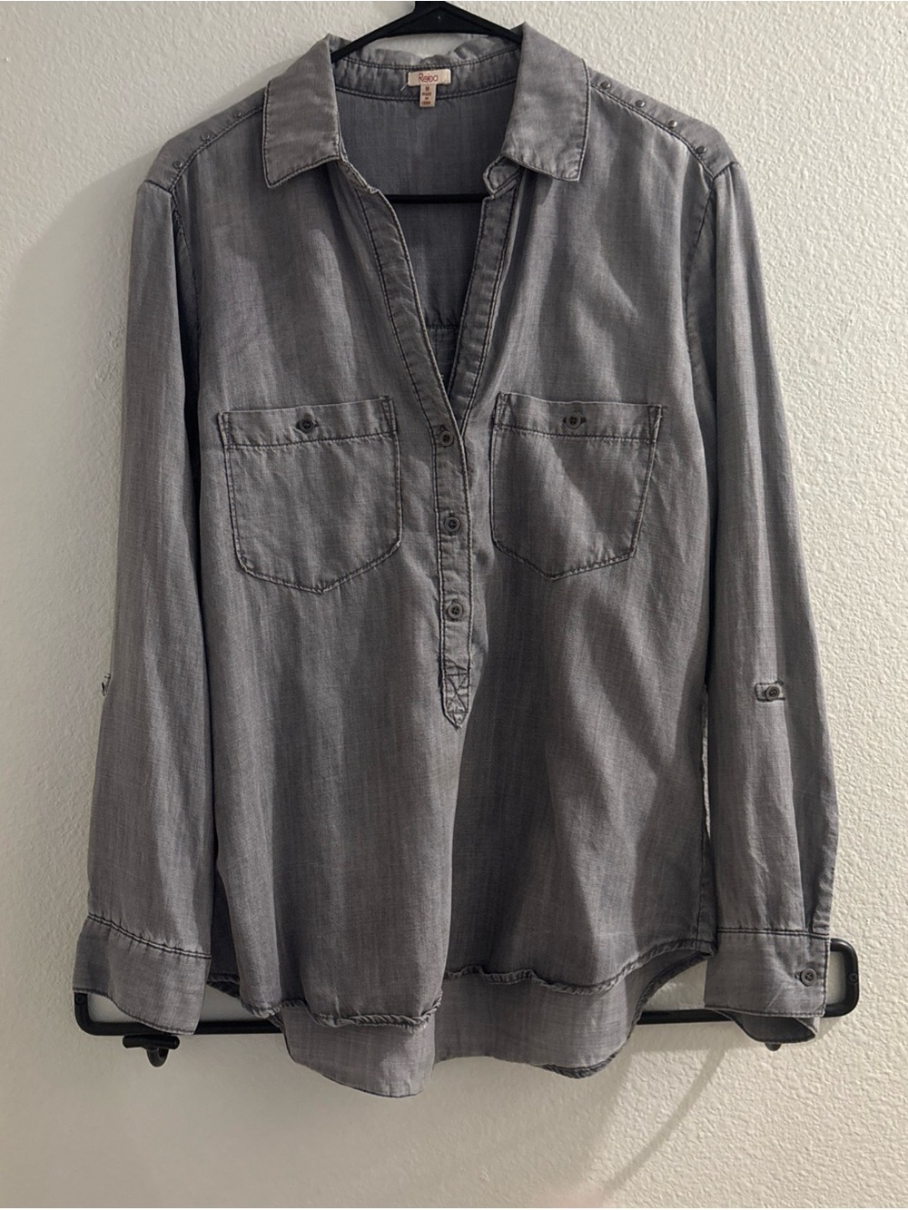 Reba Gray Casual Button-Down Shirt